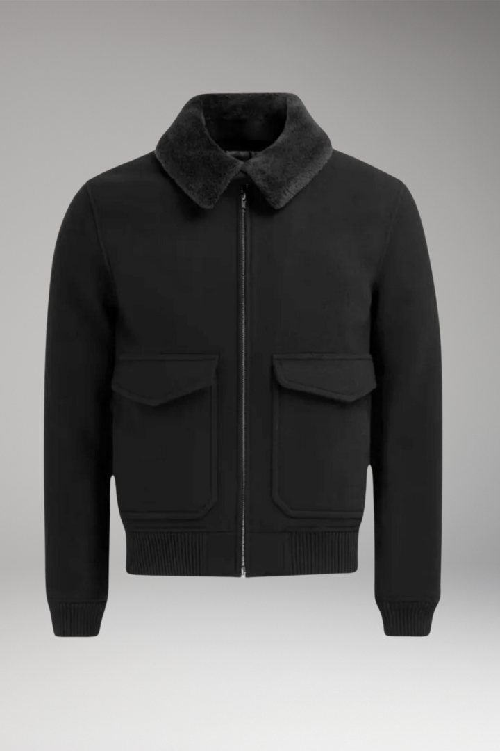 Men's Bomber Jacket Two-Way Zipper Ribbed Hem - Vonnera