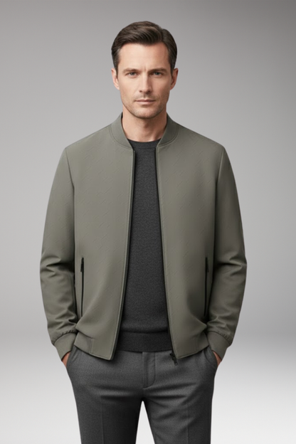 Men's Bomber Jacket Zip Closure Textured