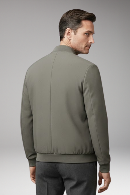 Men's Bomber Jacket Zip Closure Textured