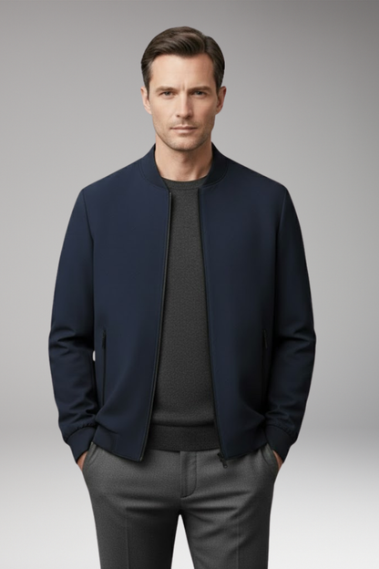 Men's Bomber Jacket Zip Closure Textured