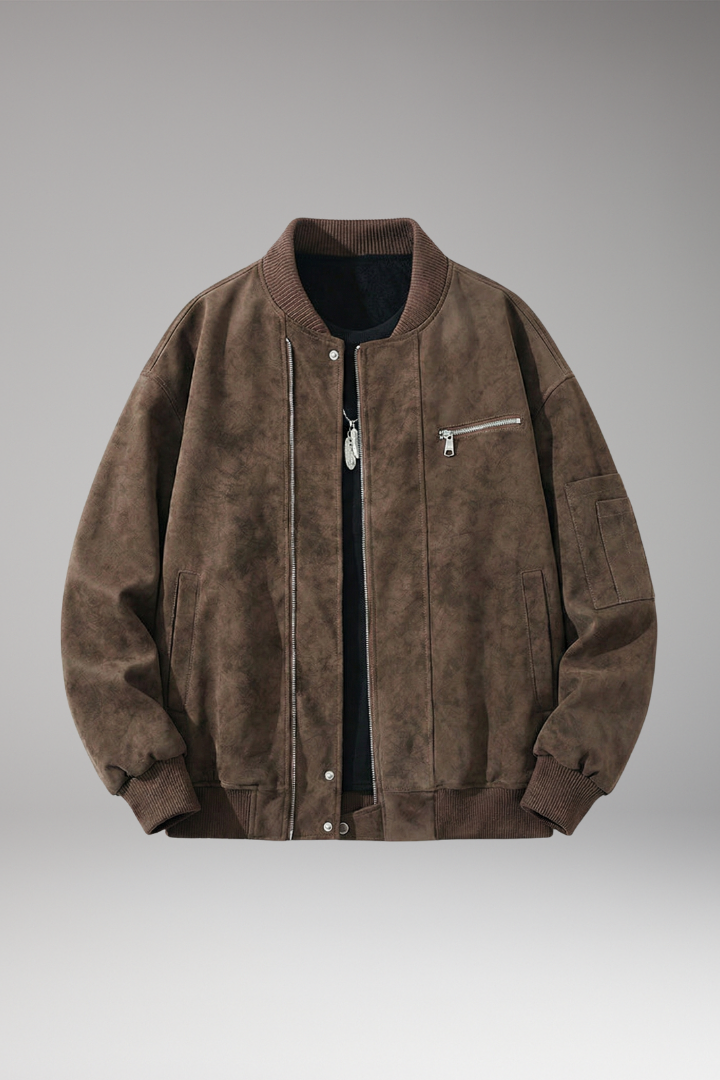 Men's Bomber Jacket Zipper Elastic Cuffs - Vonnera