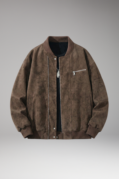 Men's Bomber Jacket Zipper Elastic Cuffs - Vonnera