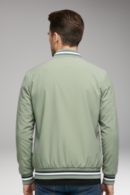 Men's Zipper Bomber Jacket Ribbed Sleeves
