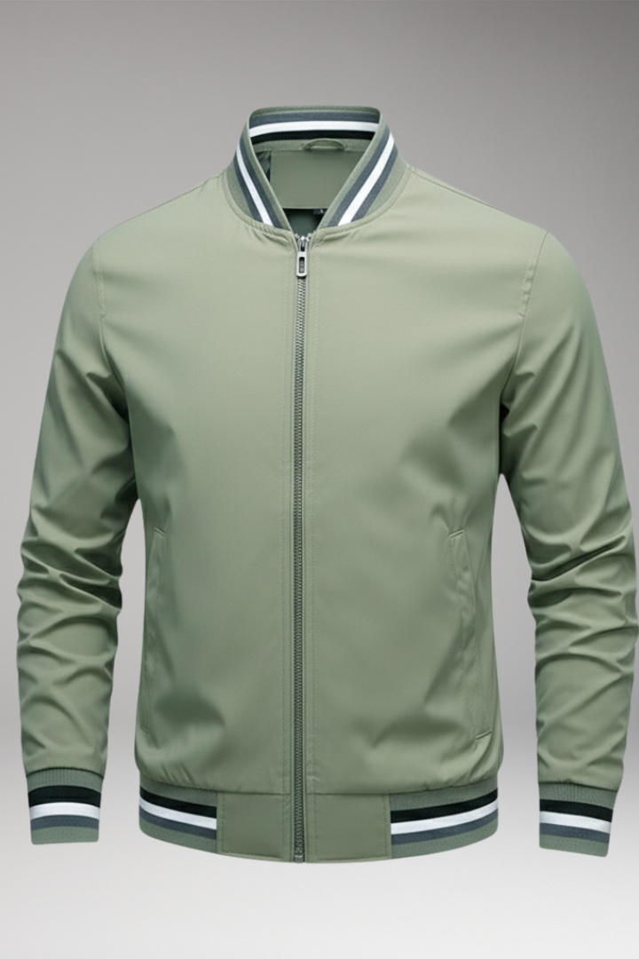 Men's Zipper Bomber Jacket Ribbed Sleeves - Vonnera