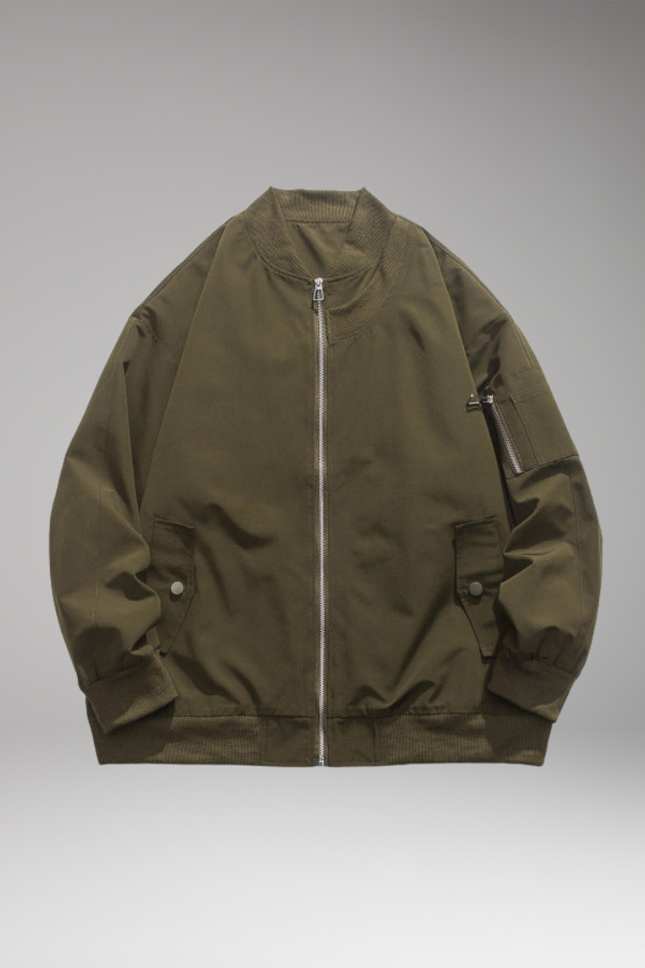 Men's Bomber Jacket Zipper Side Pockets - Vonnera