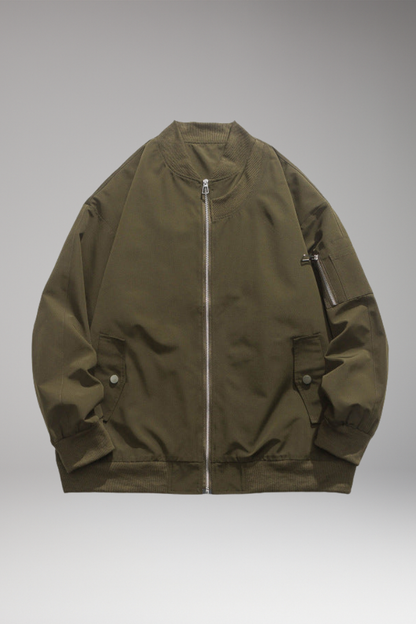 Men's Bomber Jacket Zipper Side Pockets - Vonnera