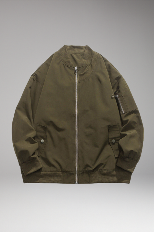 Men's Bomber Jacket Zipper Side Pockets - Vonnera