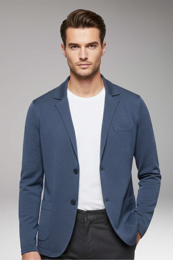 Men's Blazer Cardigan Notched Collar Button Closure