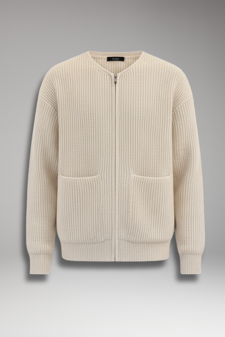 Men's Crew Neck Zip Cardigan Sweater - Vonnera