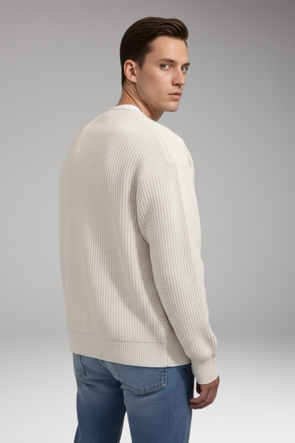 Men's Crew Neck Zip Cardigan Sweater