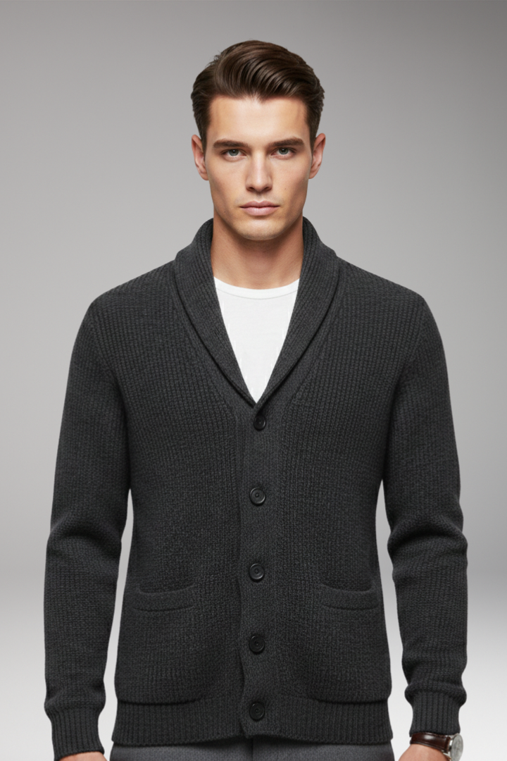 Men's Shawl Collar Cardigan Button Front