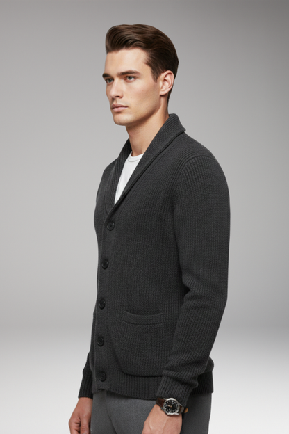 Men's Shawl Collar Cardigan Button Front