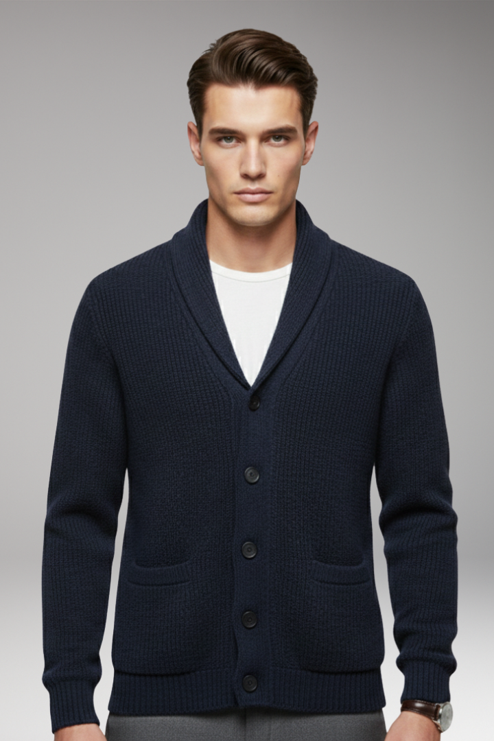 Men's Shawl Collar Cardigan Button Front