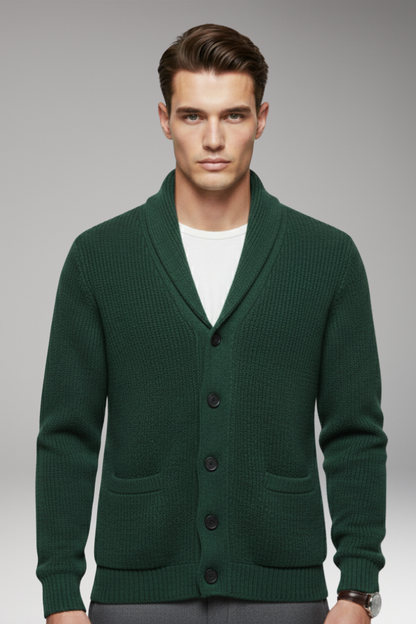 Men's Shawl Collar Cardigan Button Front