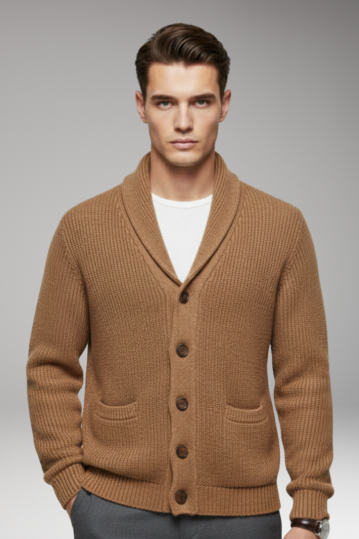 Men's Shawl Collar Cardigan Button Front