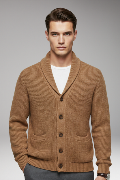 Men's Shawl Collar Cardigan Button Front