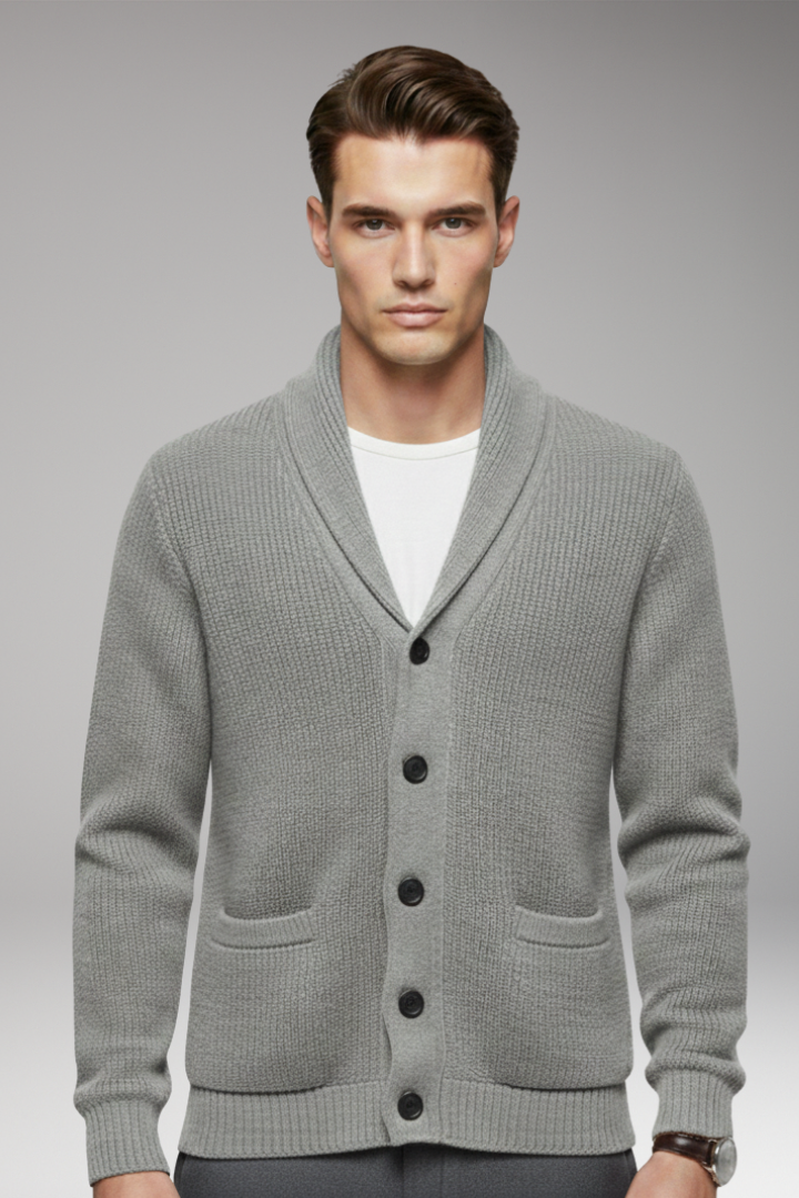 Men's Shawl Collar Cardigan Button Front