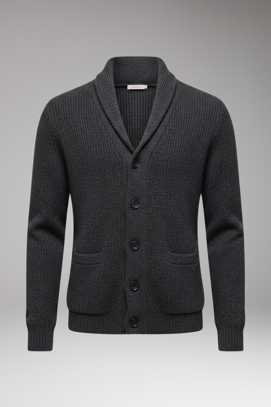 Men's Shawl Collar Cardigan Button Front - Vonnera