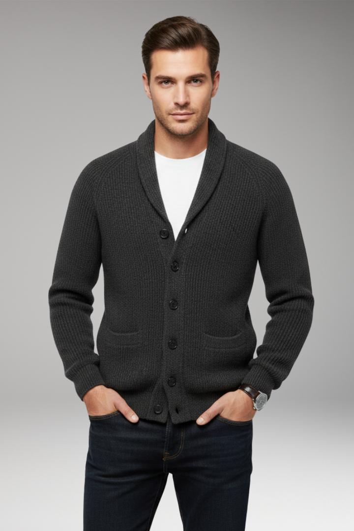 Men's Shawl Collar Cardigan Patch Pockets