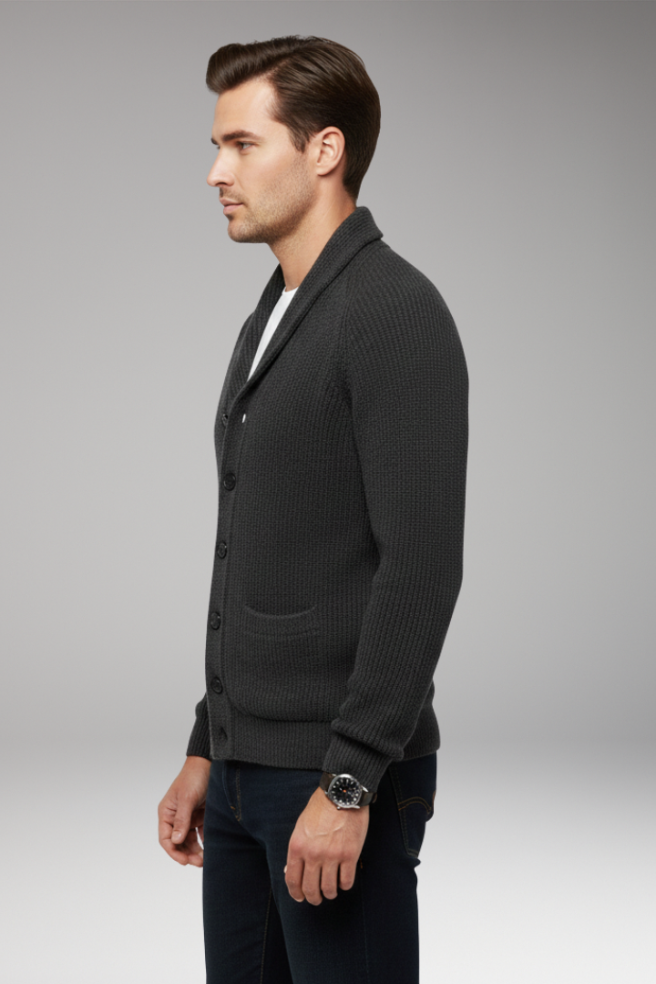 Men's Shawl Collar Cardigan Patch Pockets