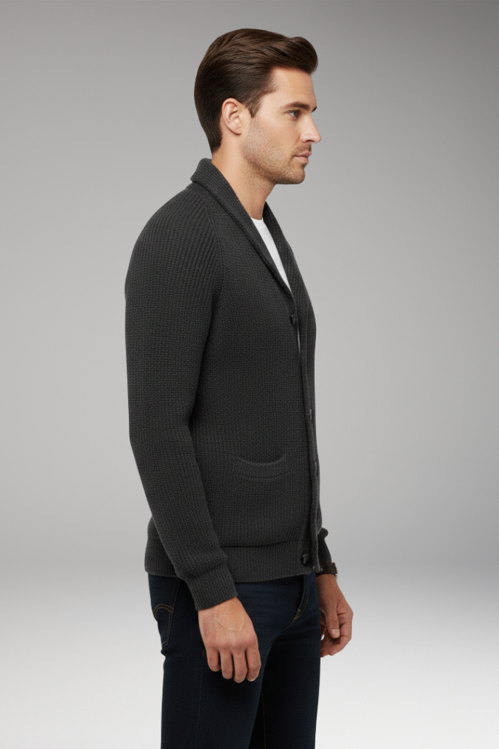 Men's Shawl Collar Cardigan Patch Pockets