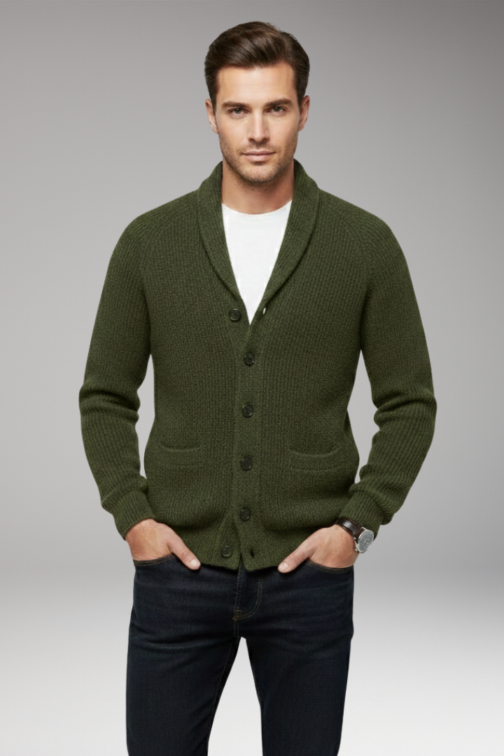Men's Shawl Collar Cardigan Patch Pockets