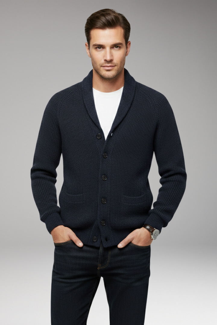 Men's Shawl Collar Cardigan Patch Pockets