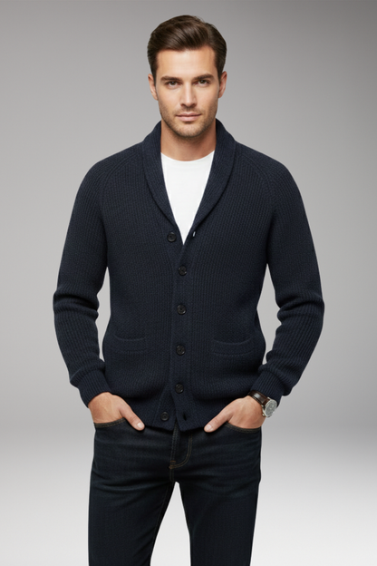 Men's Shawl Collar Cardigan Patch Pockets