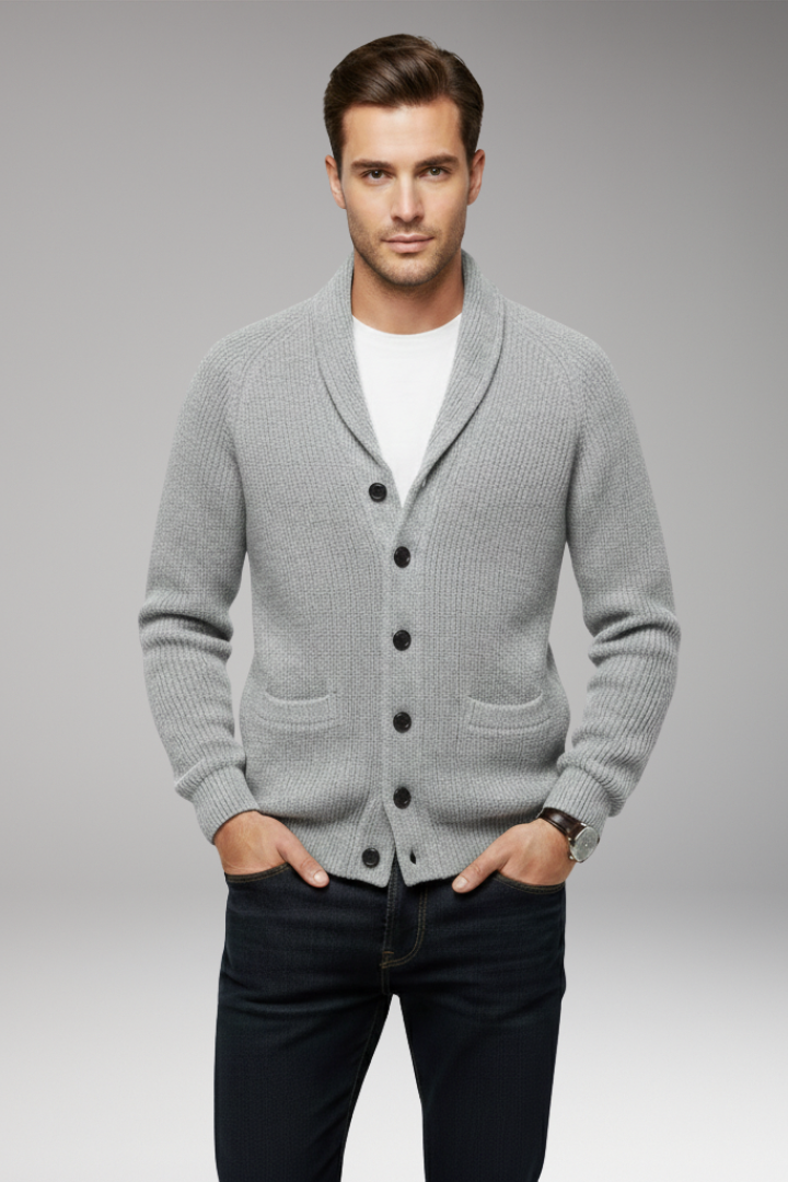 Men's Shawl Collar Cardigan Patch Pockets