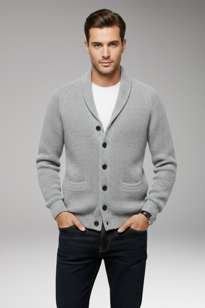 Men's Shawl Collar Cardigan Patch Pockets