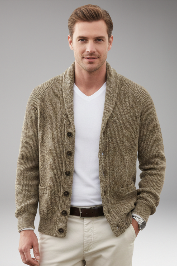 Men's Shawl Collar Cardigan Patch Pockets