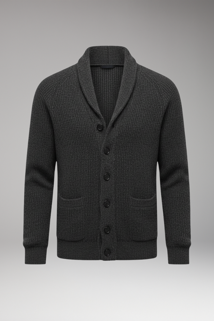 Men's Shawl Collar Cardigan Patch Pockets - Vonnera