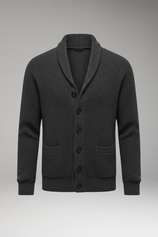 Men's Shawl Collar Cardigan Patch Pockets - Vonnera