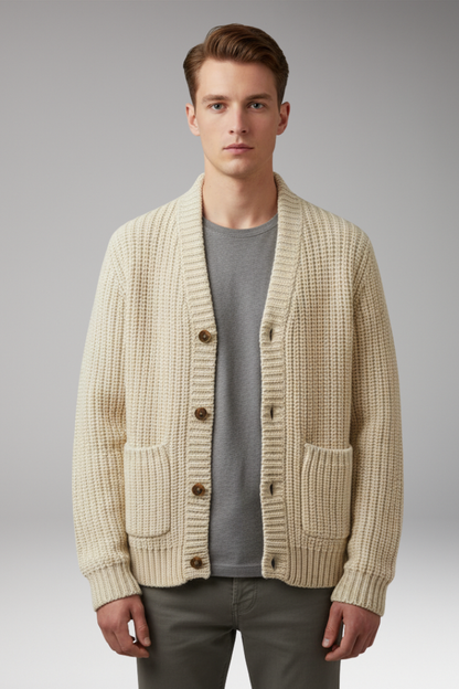 Men's Cardigan Sweater Stand Collar Pockets