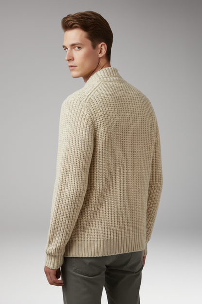 Men's Cardigan Sweater Stand Collar Pockets