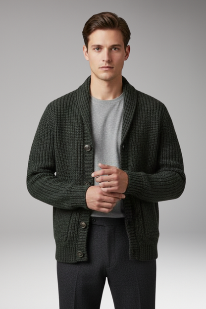 Men's Cardigan Sweater Stand Collar Pockets