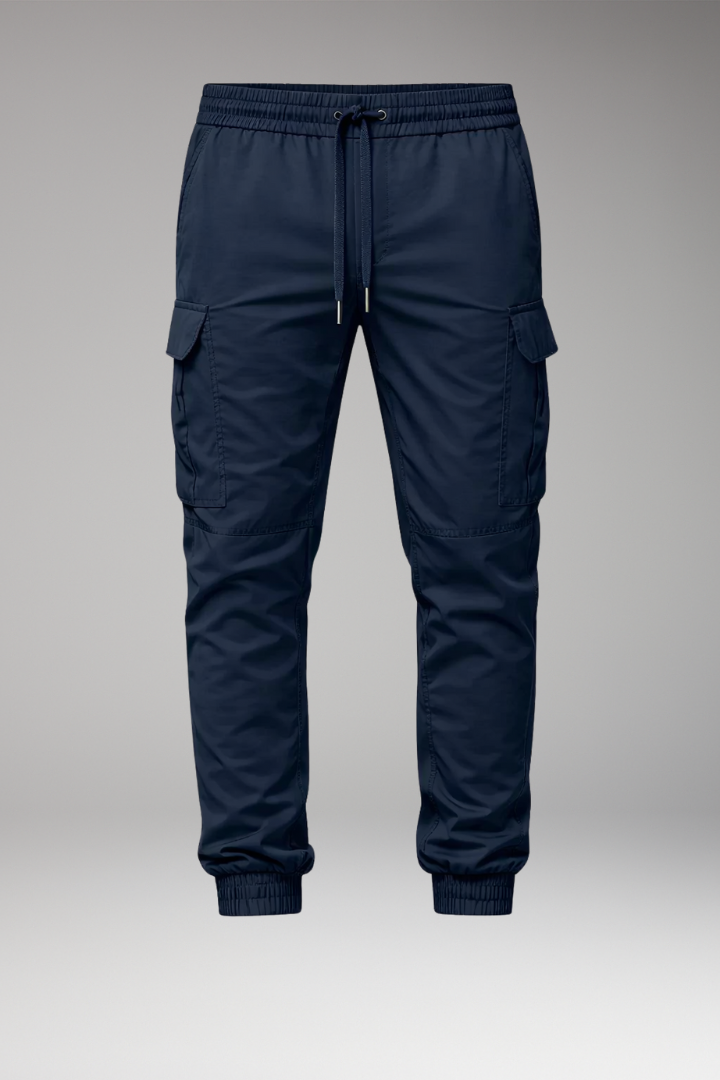 Men's Cargo Jogger Pants Elastic Drawstring Black - Vonnera