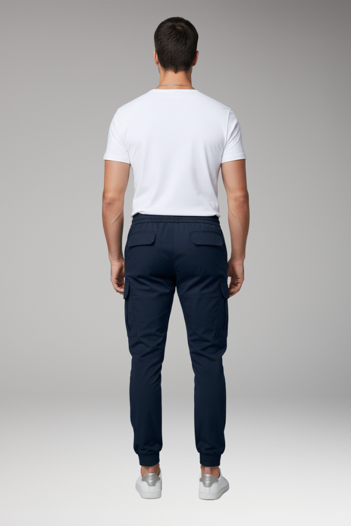Men's Cargo Jogger Pants Elastic Drawstring Black