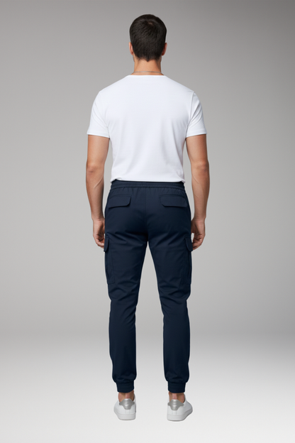 Men's Cargo Jogger Pants Elastic Drawstring Black