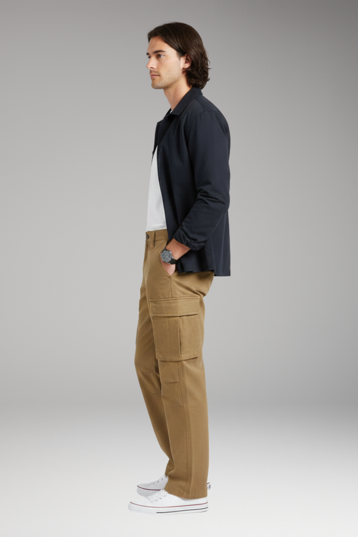 Men's Wide Leg Cargo Pants with Pocket Design