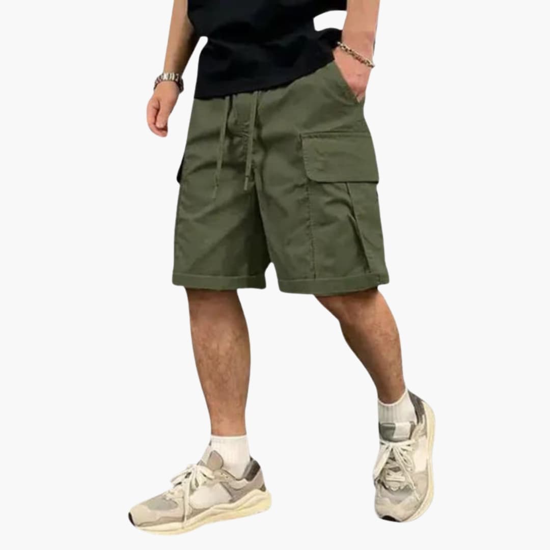 Men's Cargo Shorts Drawstring Flap Pocket Khaki