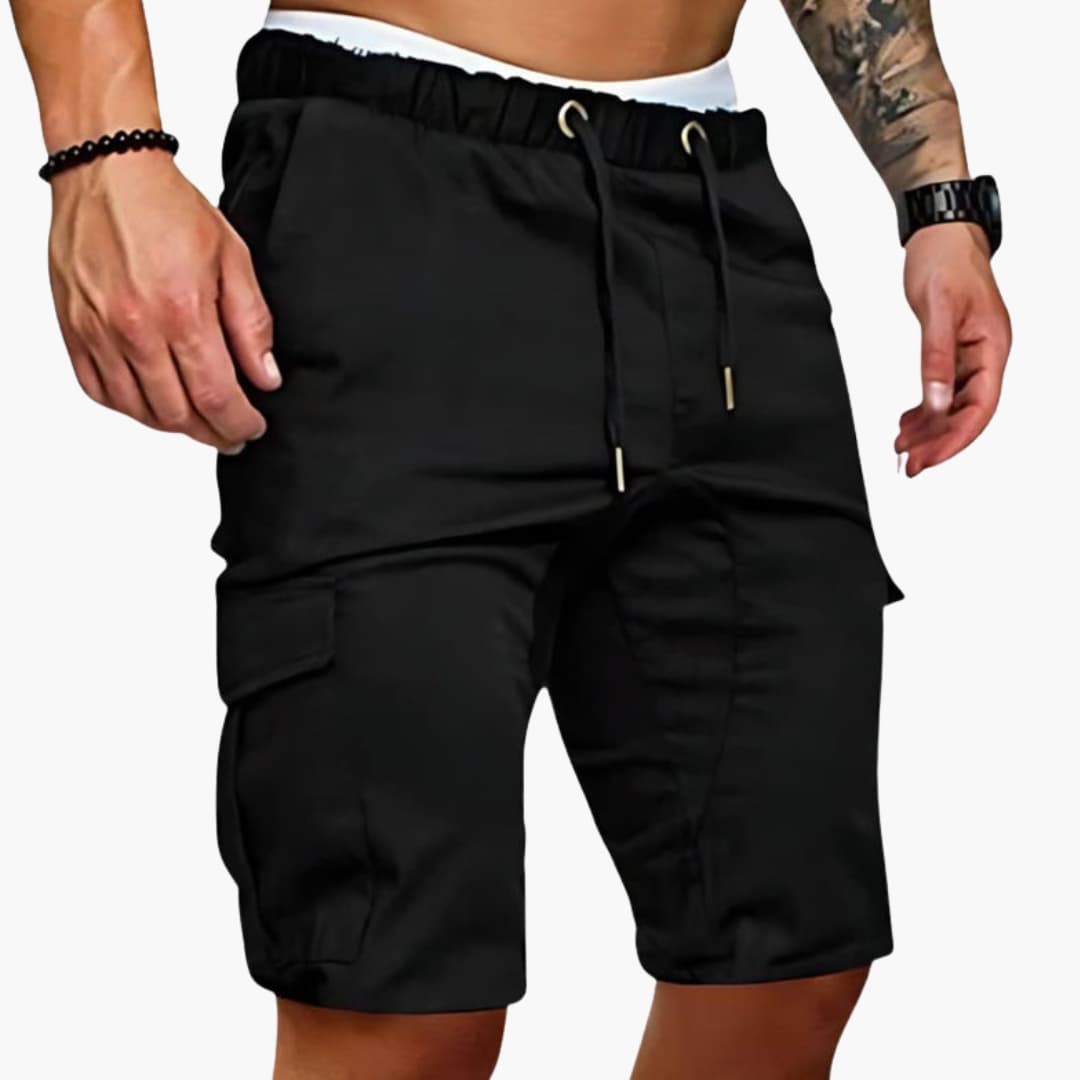 Men's Elastic Waist Cargo Shorts Patch Pockets - Vonnera
