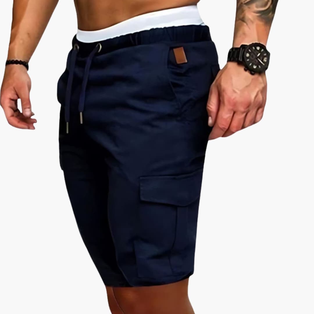 Men's Elastic Waist Cargo Shorts Patch Pockets