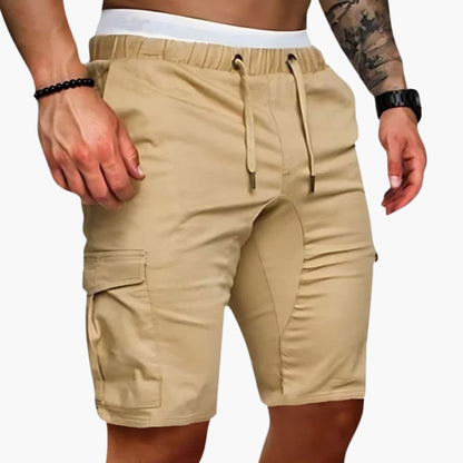 Men's Elastic Waist Cargo Shorts Patch Pockets