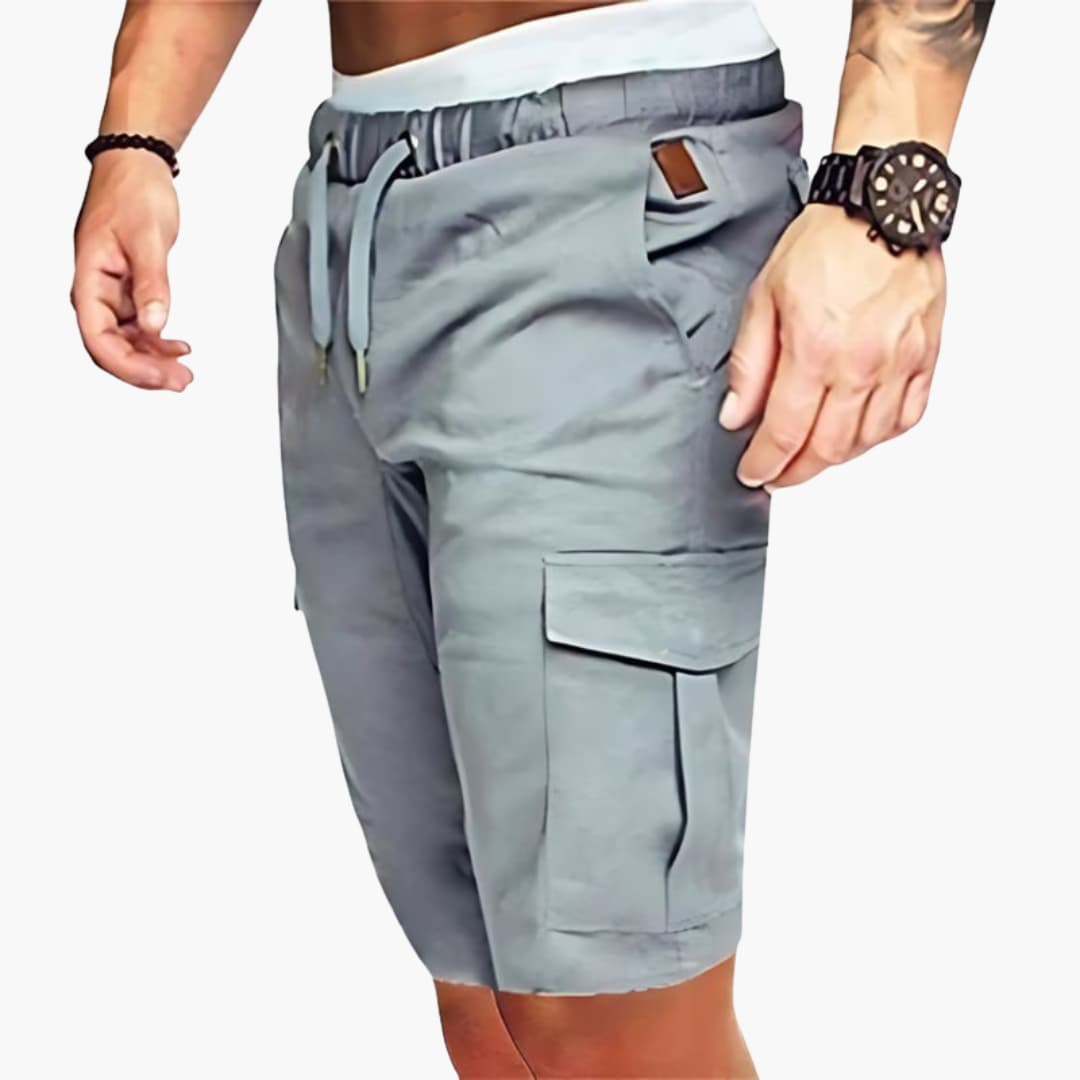Men's Elastic Waist Cargo Shorts Patch Pockets