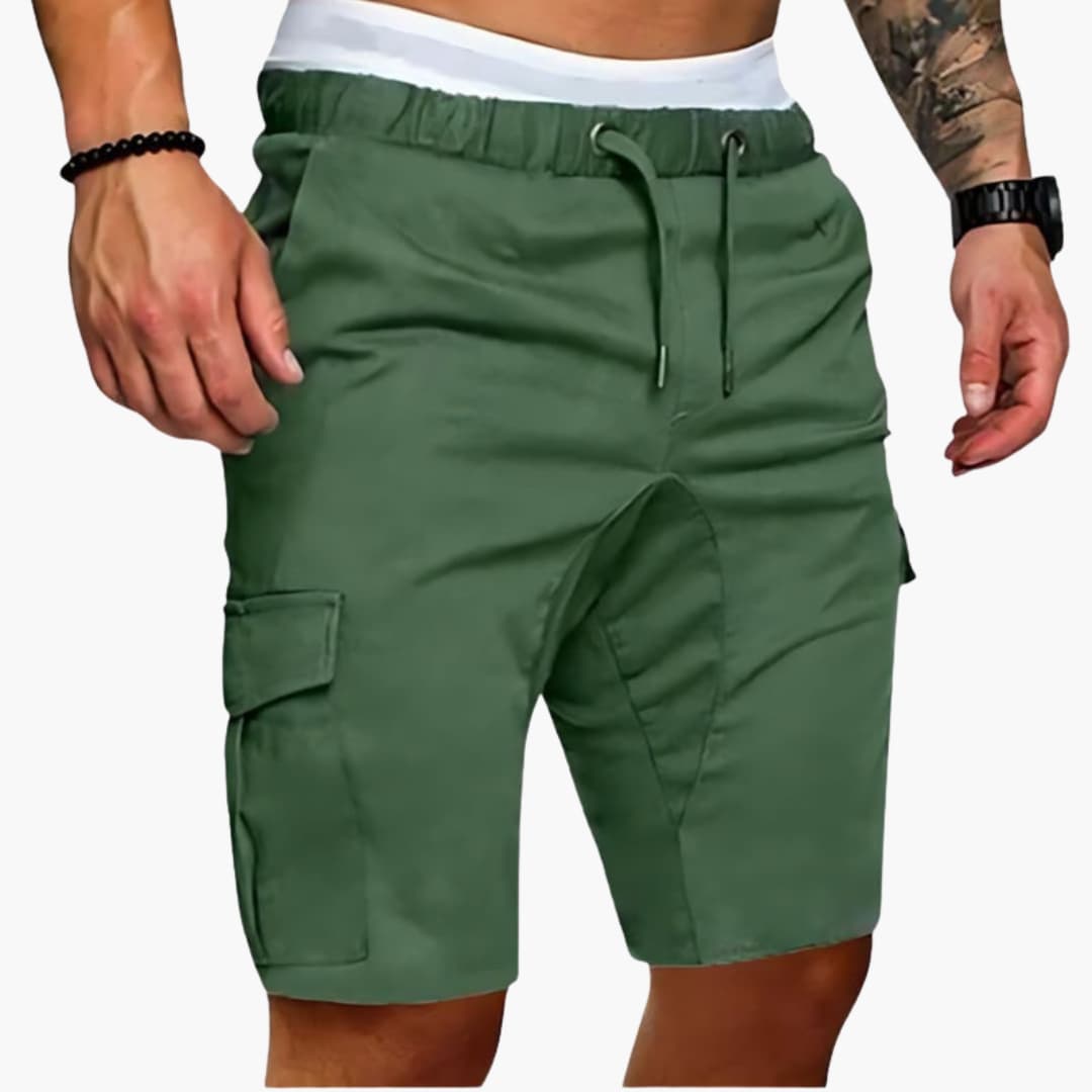 Men's Elastic Waist Cargo Shorts Patch Pockets