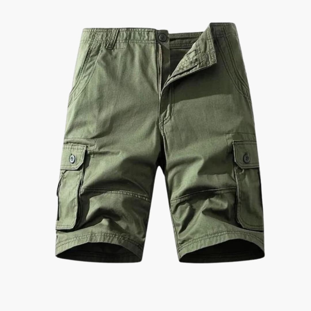Men's Cotton Cargo Shorts Belt Loops Flap Pockets