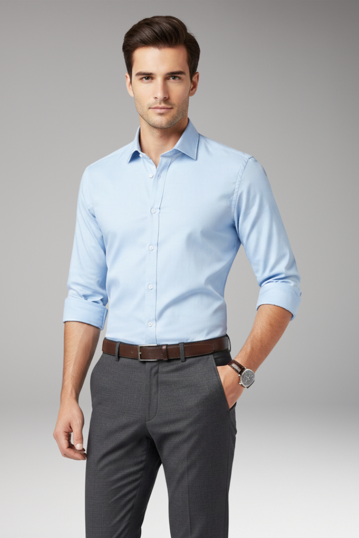 Men's Classic Collar Dress Shirt Button Front