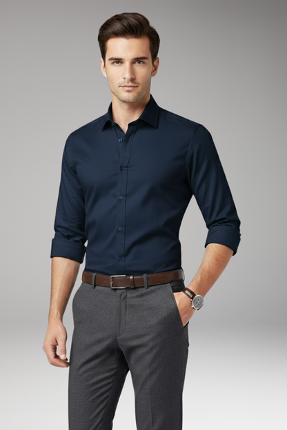 Men's Classic Collar Dress Shirt Button Front