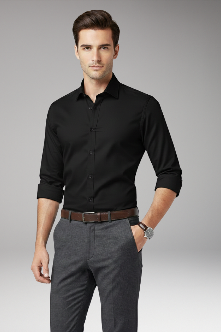 Men's Classic Collar Dress Shirt Button Front